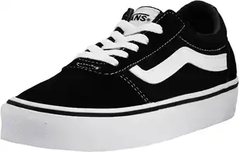 Amazon Vans Sneaker Ward Canvas dames Low-Top Trainers , Zwart Suede Canvas Zwart Wit Iju , 42.5 EU aanbieding