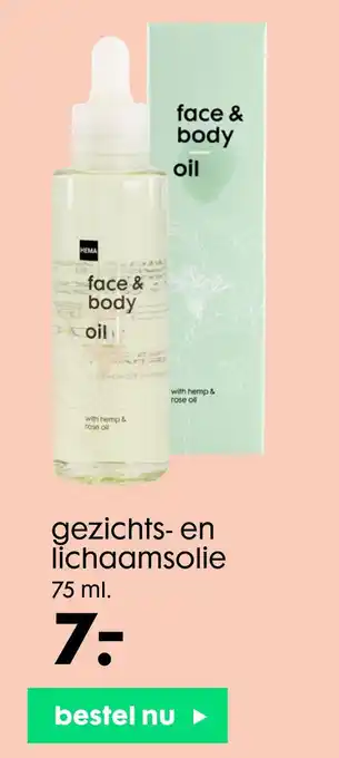 HEMA gezichts- en lichaamsolie 75ml aanbieding