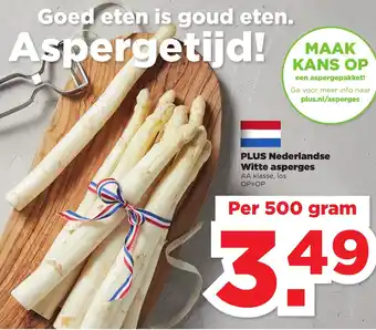 PLUS PLUS Nederlandse Witte asperges 500g aanbieding
