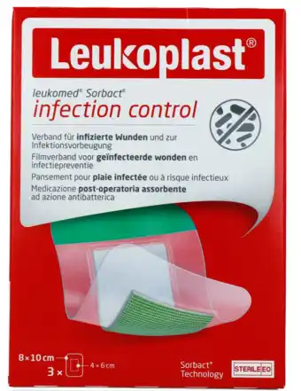 De Online Drogist Leukoplast Leukomed Sorbact 8x10cm aanbieding