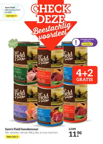 Pets Place Sam's field hondenvoer 400g aanbieding