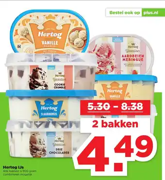 PLUS Hertog IJs 900 gr aanbieding