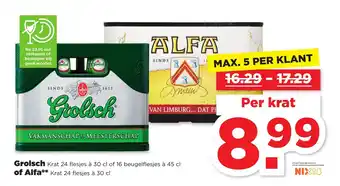 PLUS Grolsch of Alfa aanbieding