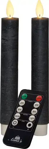 Intratuin Anna's Collection LED dinerkaars Tara met timer grijs D 2,2 H 18 cm 2 stuks aanbieding
