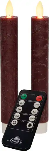 Intratuin Anna's Collection LED dinerkaars Tara met timer bordeaux D 2,2 H 18 cm 2 stuks aanbieding