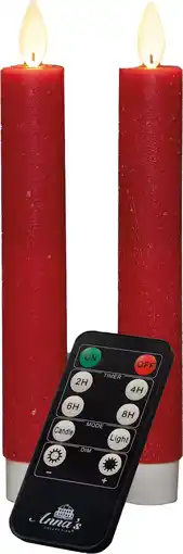 Intratuin Anna's Collection LED dinerkaars Tara met timer rood D 2,2 H 18 cm 2 stuks aanbieding