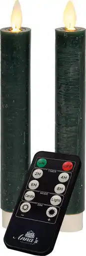 Intratuin Anna's Collection LED dinerkaars Tara met timer groen D 2,2 H 18 cm 2 stuks aanbieding