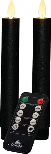 Intratuin Anna's Collection LED dinerkaars Tara met timer zwart D 2,2 H 18 cm 2 stuks aanbieding