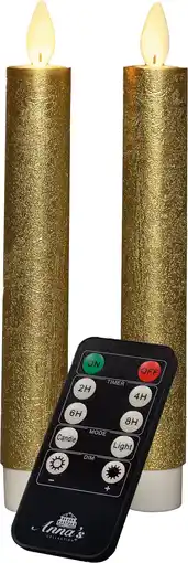 Intratuin Anna's Collection LED dinerkaars Tara met timer goud D 2,2 H 18 cm 2 stuks aanbieding
