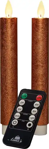 Intratuin Anna's Collection LED dinerkaars Tara met timer koper D 2,2 H 18 cm 2 stuks aanbieding