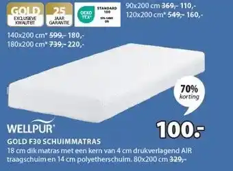 Jysk WELLPUR GOLD F30 SCHUIMMATRAS aanbieding