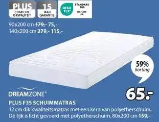 Jysk DREAMZONE PLUS F35 SCHUIMMATRAS aanbieding