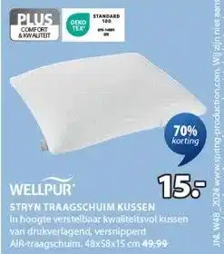 Jysk WELLPUR STRYN TRAAGSCHUIM KUSSEN aanbieding