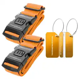 ANWB Thousandtravelmiles 2 Kofferriem + 2 Bagagelabel 4 stuk Oranje Oranje aanbieding