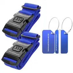 ANWB Thousandtravelmiles 2 Kofferriem + 2 Bagagelabel 4 stuk Blauw Blauw aanbieding