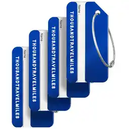 ANWB Thousandtravelmiles Aluminium Bagagelabel 4 stuks Blauw Blauw aanbieding