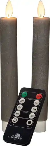 Intratuin Anna's Collection LED dinerkaars Tara met timer taupe D 2,2 H 18 cm 2 stuks aanbieding