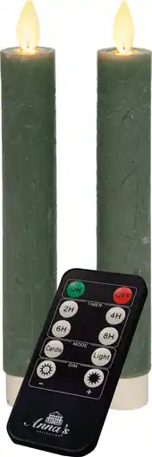 Intratuin Anna's Collection LED dinerkaars Tara met timer jade groen D 2,2 H 18 cm 2 stuks aanbieding