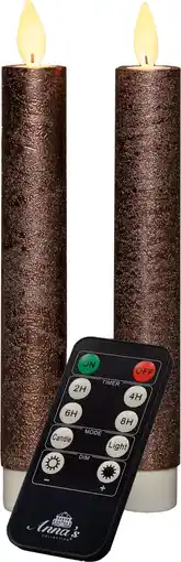 Intratuin Anna's Collection LED dinerkaars Tara met timer brons D 2,2 H 18 cm 2 stuks aanbieding