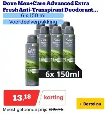 Bol.com Dove Men+Care Advanced Extra Fresh Anti-Transpirant Deodorant Spray aanbieding