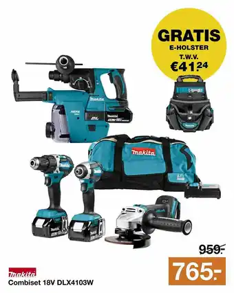 BOUWMAAT Makita Combiset 18V DLX4103W aanbieding