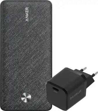 Coolblue Anker Powerbank 20.000 mAh Quick Charge en Power Delivery Zwart + Oplader 30W Zwart aanbieding