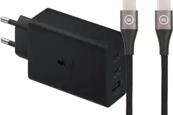 Coolblue Samsung Oplader met 3 Usb Poorten 65W Zwart + Usb C Kabel Nylon Zwart 1,5m aanbieding