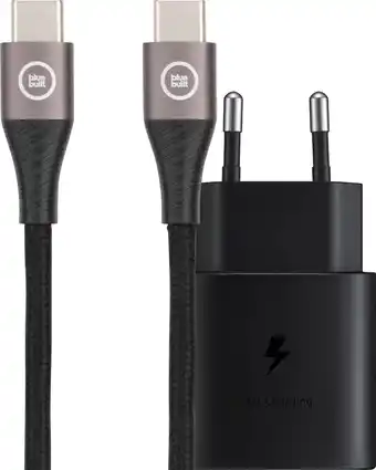 Coolblue Samsung Super Fast Charging Oplader 25W + BlueBuilt Usb C naar Usb C Kabel 1,5m Nylon aanbieding