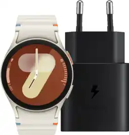 Coolblue Samsung Galaxy Watch 7 Crème 40mm + Oplader 25W aanbieding