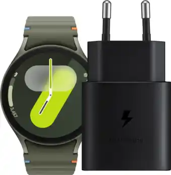 Coolblue Samsung Galaxy Watch 7 Groen 44mm + Oplader 25W aanbieding