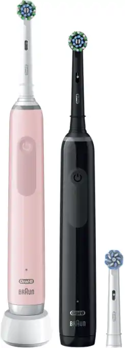 Coolblue Oral-B Pro Serie 3 Zwart en Roze Duo Pack aanbieding