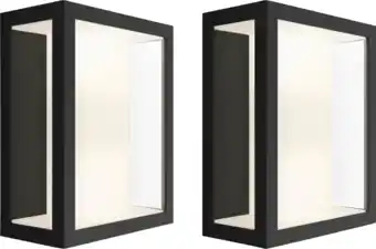 Coolblue Philips Hue Impress muurlamp White and Color zwart breed duo pack aanbieding