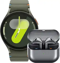 Coolblue Samsung Galaxy Watch 7 4G Groen 44mm + Galaxy Buds3 Zwart aanbieding