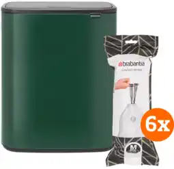 Coolblue Brabantia Bo Touch Bin 60 Liter Pine Green + Vuilniszakken (120 stuks) aanbieding