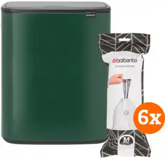 Coolblue Brabantia Bo Touch Bin 60 Liter Pine Green + Vuilniszakken (120 stuks) aanbieding