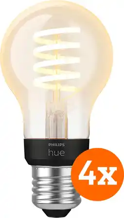 Coolblue Philips Hue Filamentlamp White Ambiance Standaard E27 4-pack aanbieding