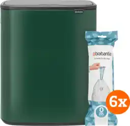 Coolblue Brabantia Bo Touch Bin 2 x 30 Liter Pine Green + Vuilniszakken (120 stuks) aanbieding