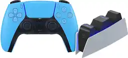 Coolblue Sony PlayStation 5 DualSense Draadloze Controller Starlight Blue + BlueBuilt oplaadstation aanbieding