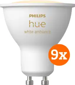 Coolblue Philips Hue White Ambiance GU10 9-pack aanbieding