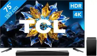 Coolblue TCL QLED 75C61B Pro (2024) + soundbar aanbieding