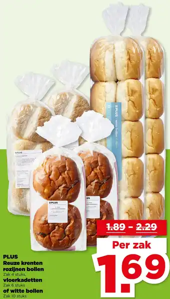 PLUS PLUS Reuze krenten rozijnen bollen, vloerkadetten of witte bollen aanbieding