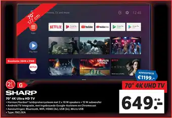 Lidl Sharp 70 4K Ultra HD TV aanbieding