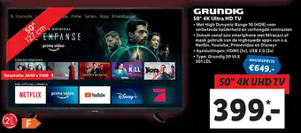 Lidl Grundig 50 4K Ultra HD Tv aanbieding