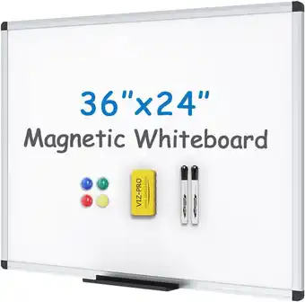 Amazon VIZ-PRO Magnetisch whiteboard, droog afwasbaar, 90x 60 cm, inclusief 1 gum, 2 markers en 4 magneten aanbieding