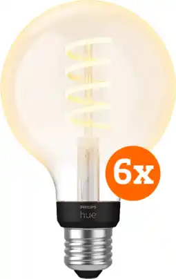 Coolblue Philips Hue Filament White Ambiance Globe 6-pack aanbieding