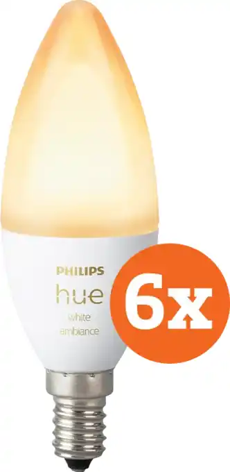 Coolblue Philips Hue White Ambiance E14 6-Pack aanbieding