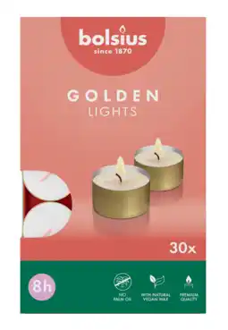 De Online Drogist Bolsius Theelicht Golden Lights Wit 8 Uur aanbieding