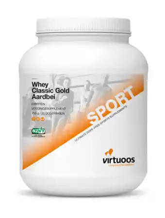De Online Drogist Virtuoos Whey Classic Gold Aardbei aanbieding