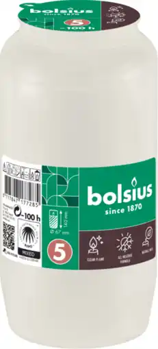 De Online Drogist Bolsius Herdenkingslicht Nr. 5 Wit aanbieding