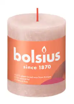 De Online Drogist Bolsius Rustiek Stompkaars Misty Pink 80/68 aanbieding